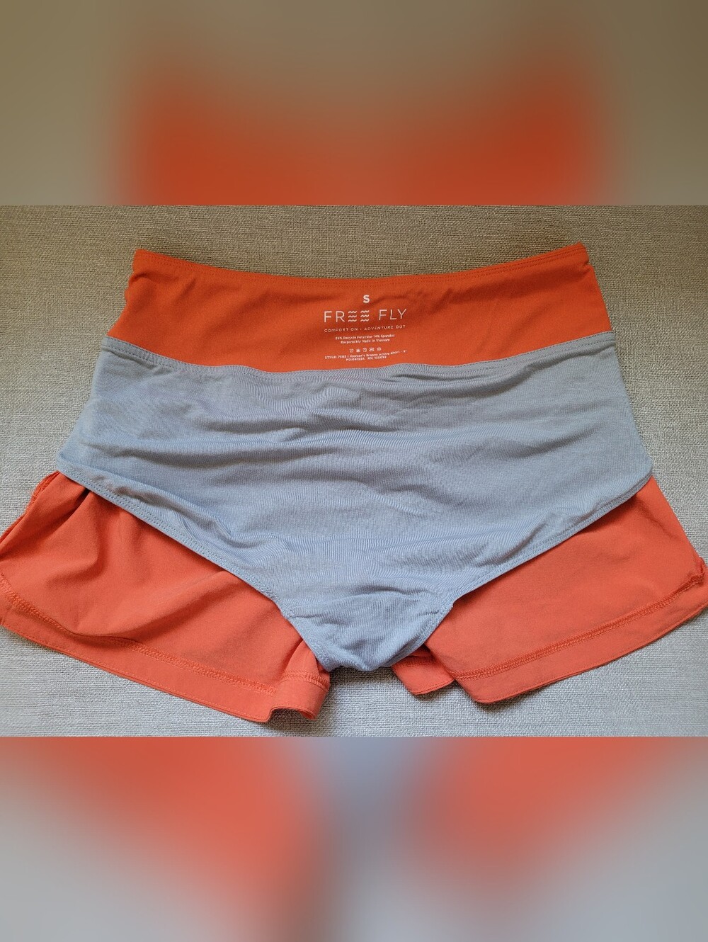 Free Fly Women Sm Bamboo Lined Active Breeze Short 3” Tigerlily Orange Running - Picture 14 of 16